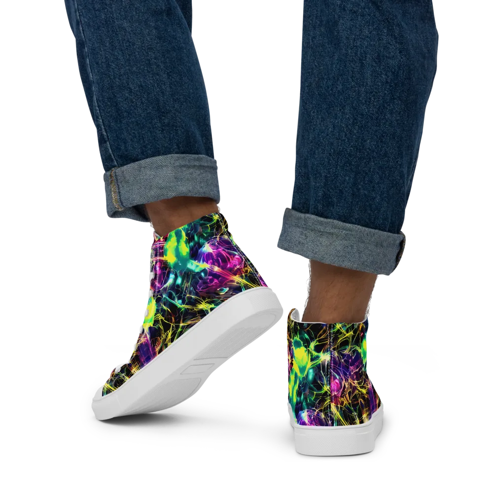 Acid Rainfall on Men's High Top Canvas Shoes — Back