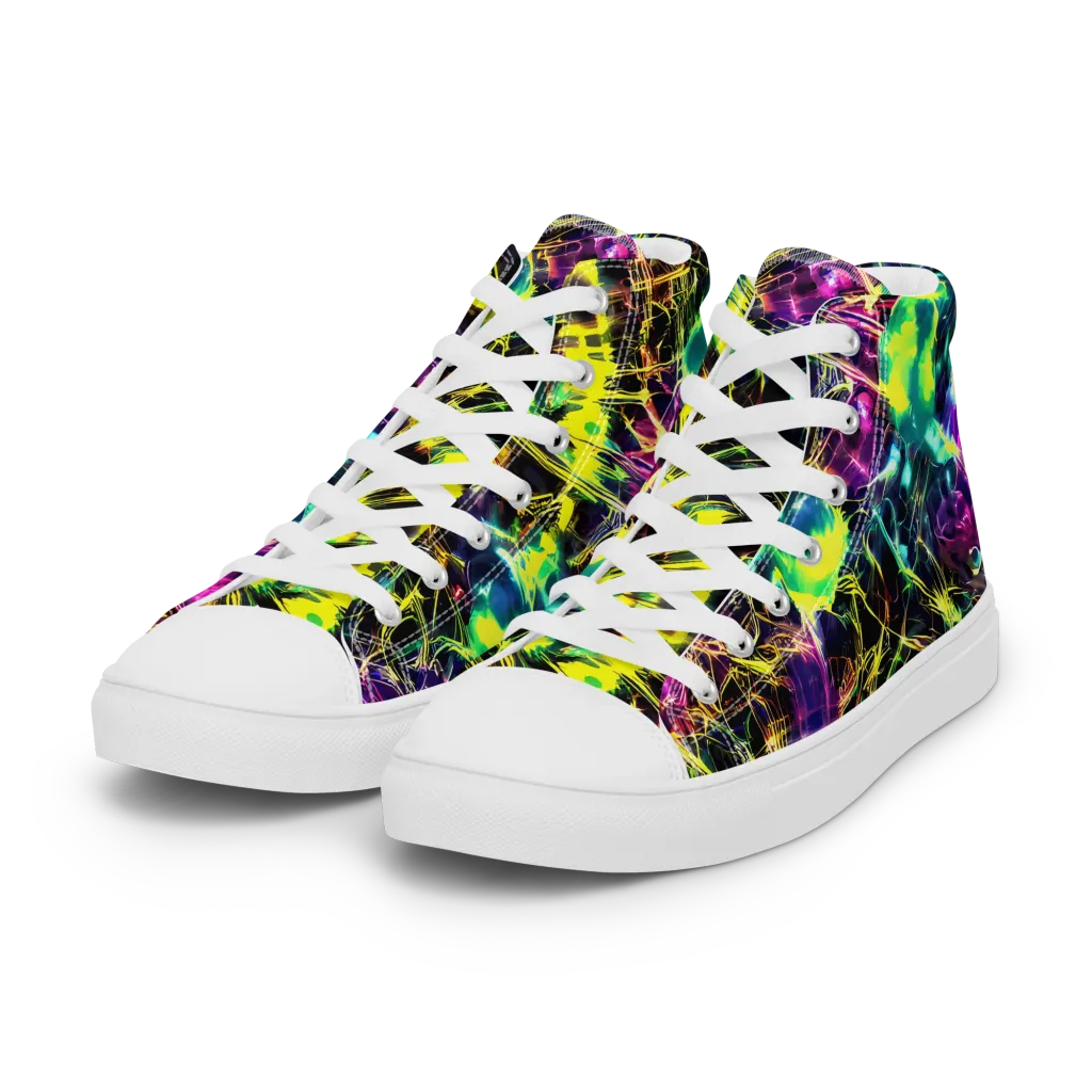 Acid Rainfall on Women's High Top Canvas Shoes — Left Front