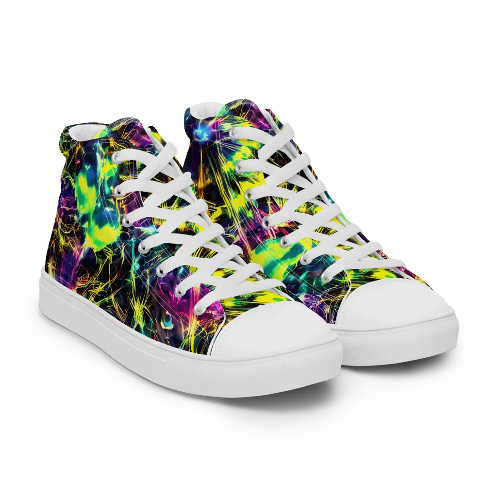 Acid Rainfall on Women's High Top Canvas Shoes — Right Front