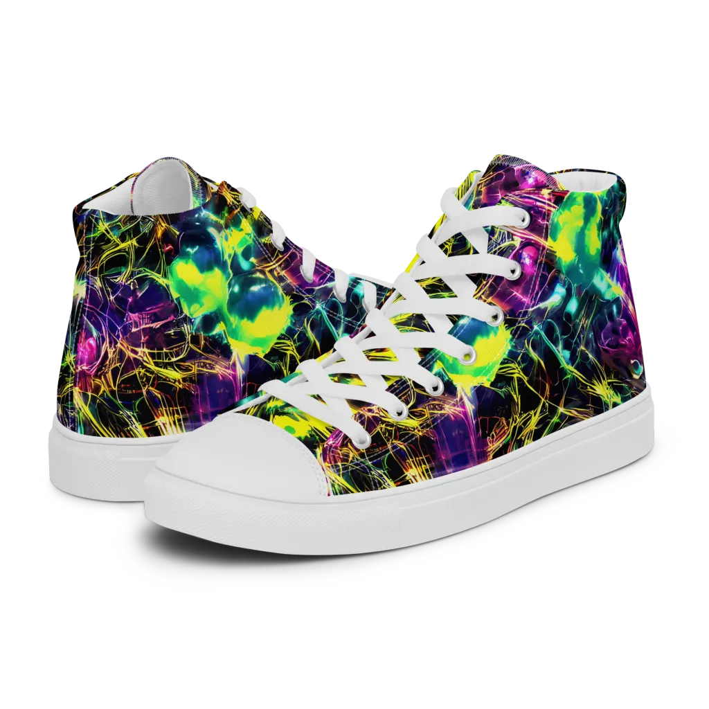 Acid Rainfall on Women's High Top Canvas Shoes — Left
