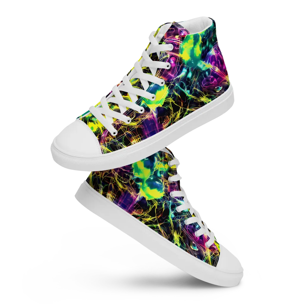 Acid Rainfall on Women's High Top Canvas Shoes — Front