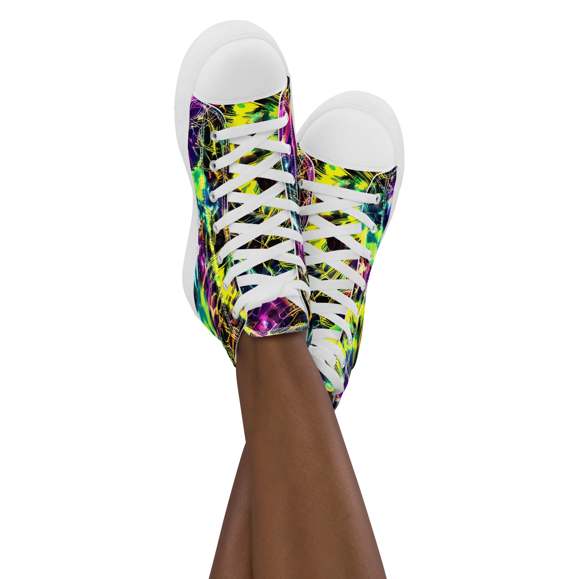 Acid Rainfall on Women's High Top Canvas Shoes — Front