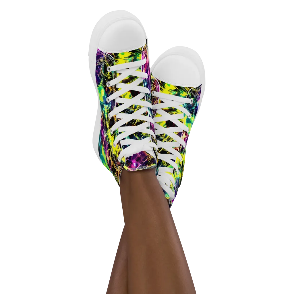 Acid Rainfall on Women's High Top Canvas Shoes — Front