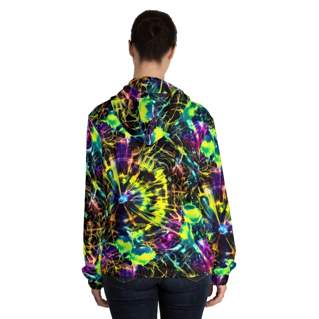 Acid Rainfall on Women's Full-Zip Hoodie — Back On Person