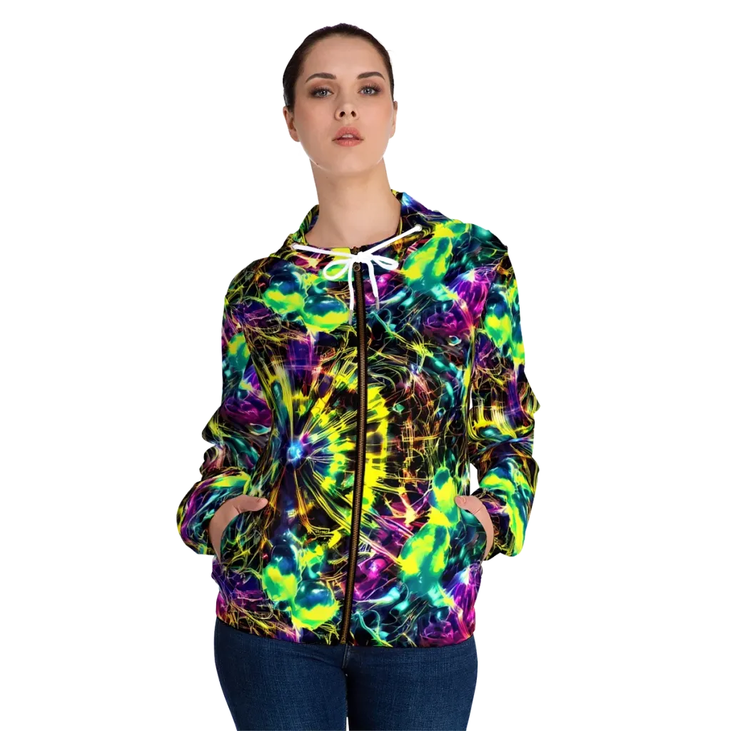 Acid Rainfall on Women's Full-Zip Hoodie — Front On Person