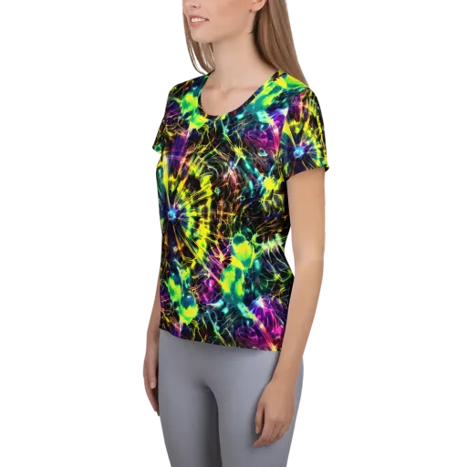 Acid Rainfall on a Women's Athletic T-Shirt