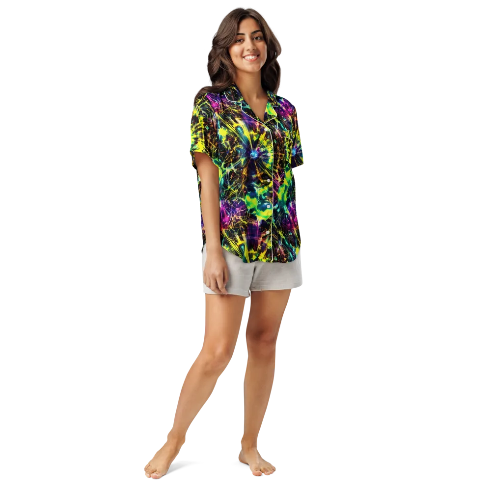 Acid Rainfall on Women's Short Sleeve Pajama Top — Front