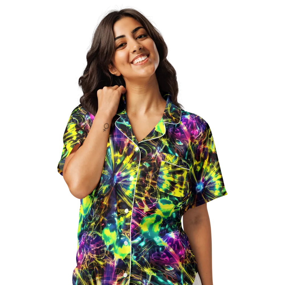 Acid Rainfall on Women's Short Sleeve Pajama Top — Front