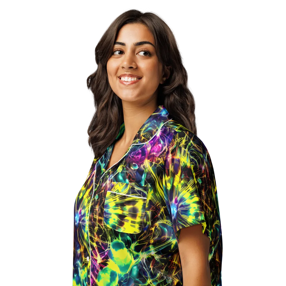 Acid Rainfall on Women's Short Sleeve Pajama Top — Left Front