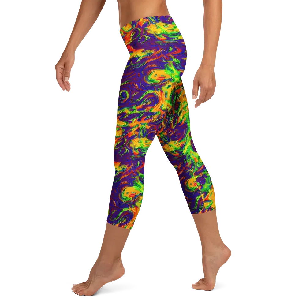 Wildfire Whirlpool on Capri Leggings — Left