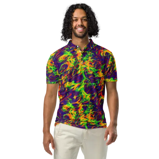 Wildfire Whirlpool on a Men's Slim Fit Polo Shirt