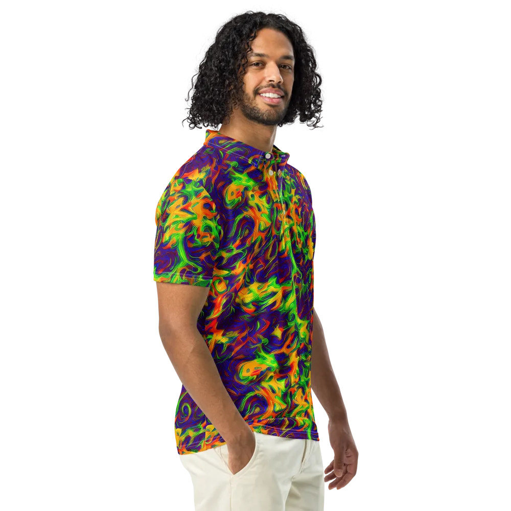 Wildfire Whirlpool on Men's Slim Fit Polo Shirt — Right Front