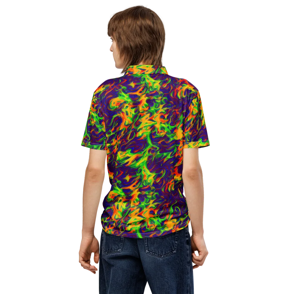 Wildfire Whirlpool on Men's Slim Fit Polo Shirt — Back