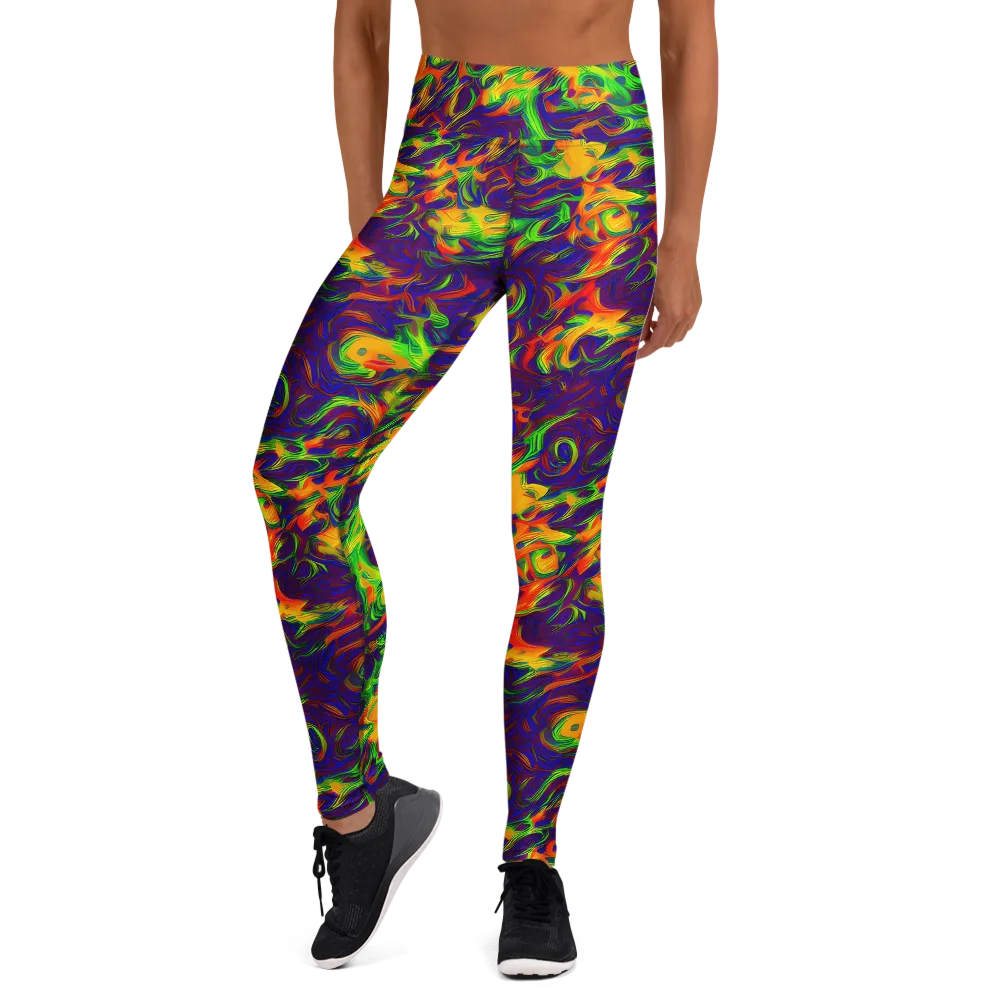 Wildfire Whirlpool on Yoga Leggings — Front