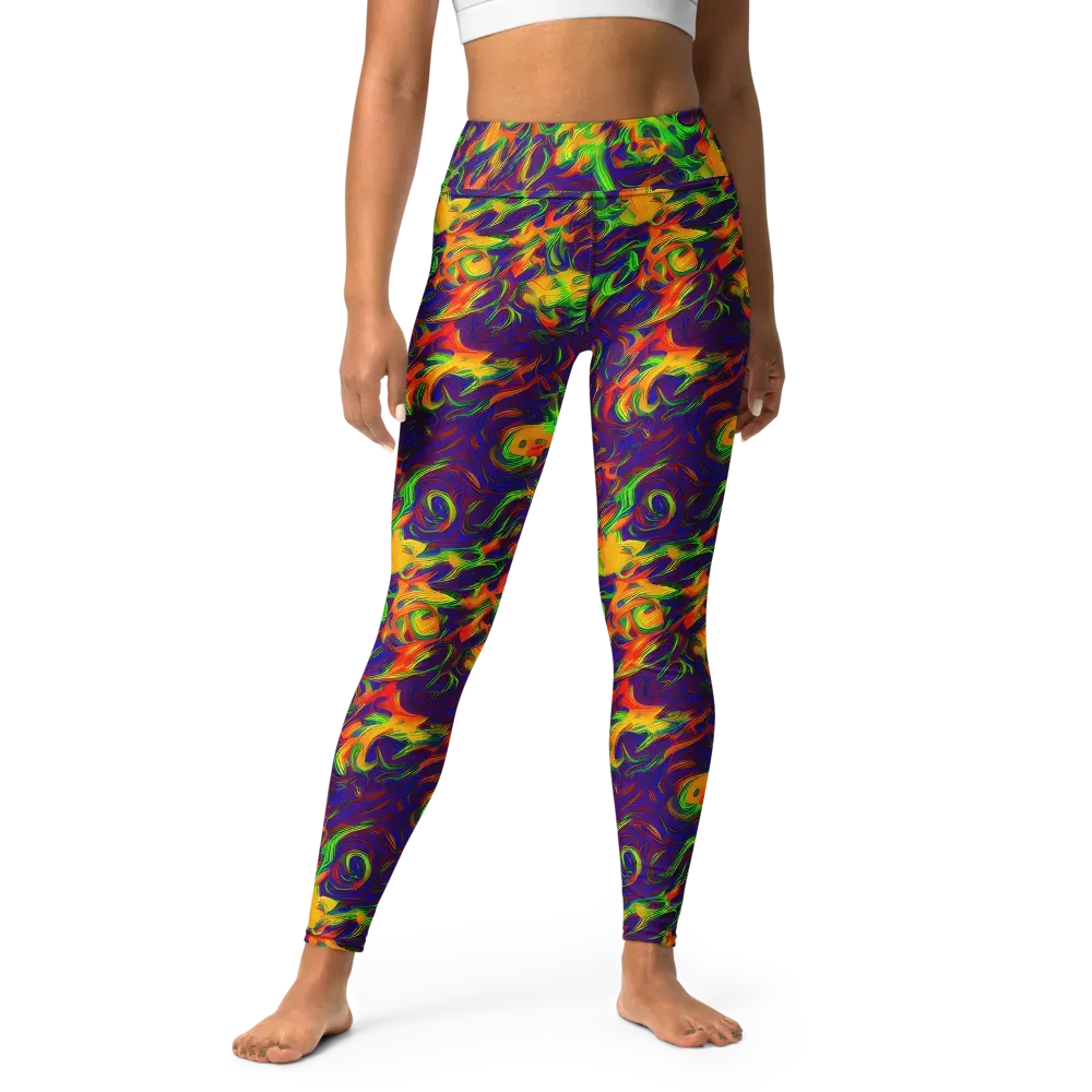 Wildfire Whirlpool on Yoga Leggings — Front