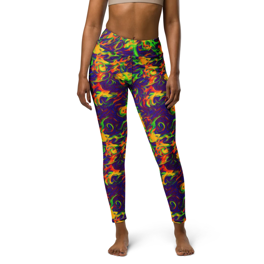 Wildfire Whirlpool on Yoga Leggings — Front