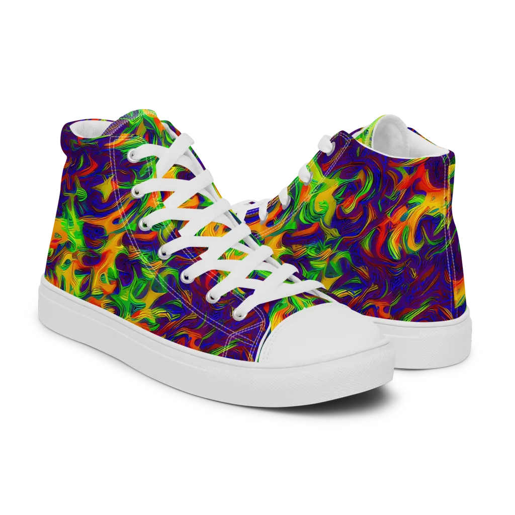 Wildfire Whirlpool on Men's High Top Canvas Shoes — Right