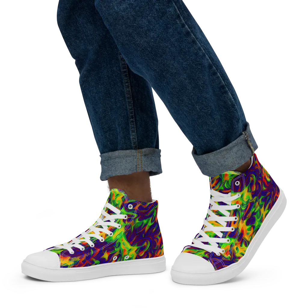 Wildfire Whirlpool on Men's High Top Canvas Shoes — Left