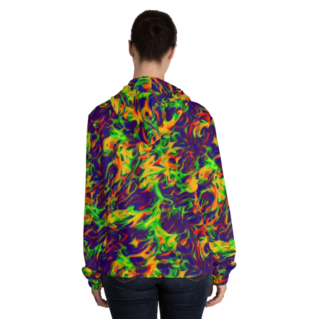 Wildfire Whirlpool on Women's Full-Zip Hoodie — Back On Person