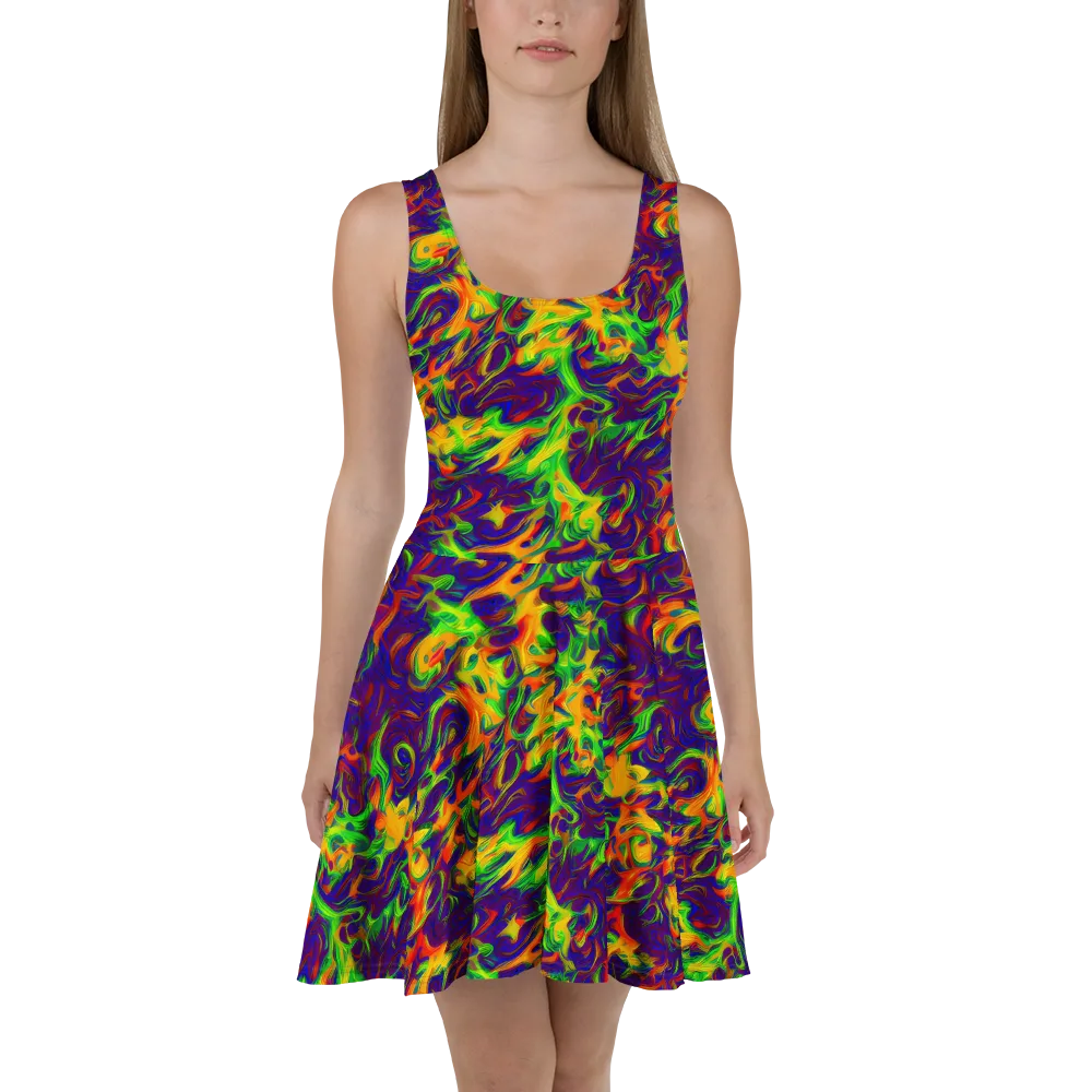 Wildfire Whirlpool on Skater Dress — Front