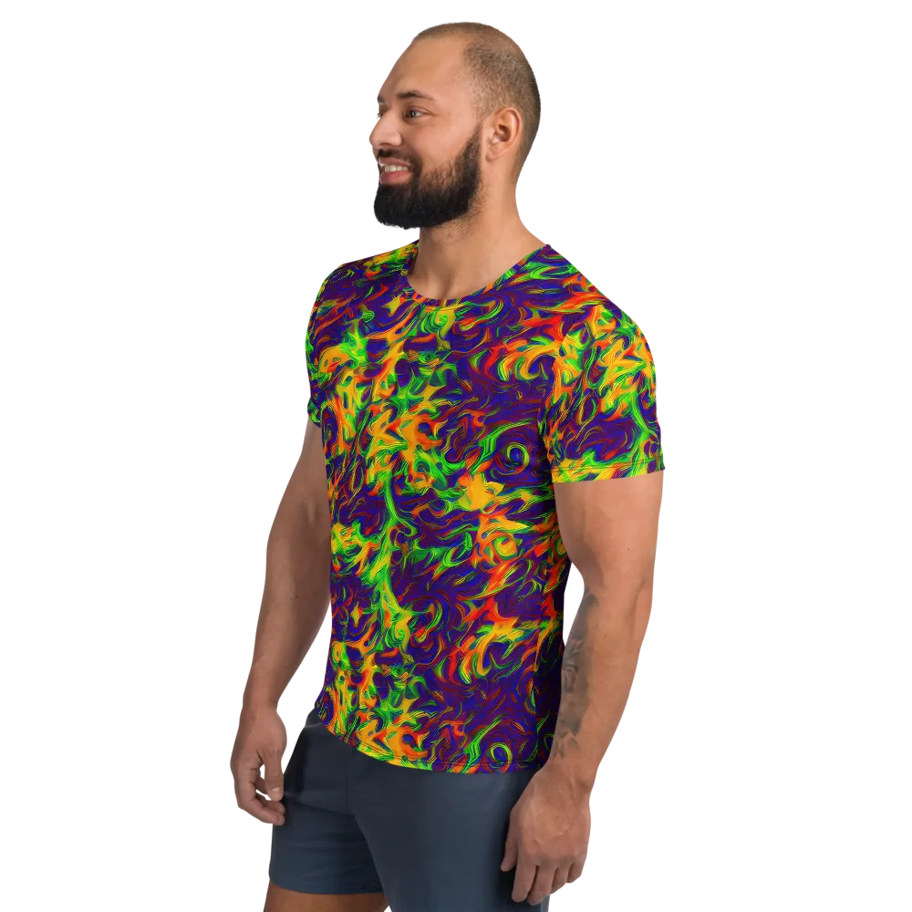 Wildfire Whirlpool on Men's Athletic T-Shirt — Left
