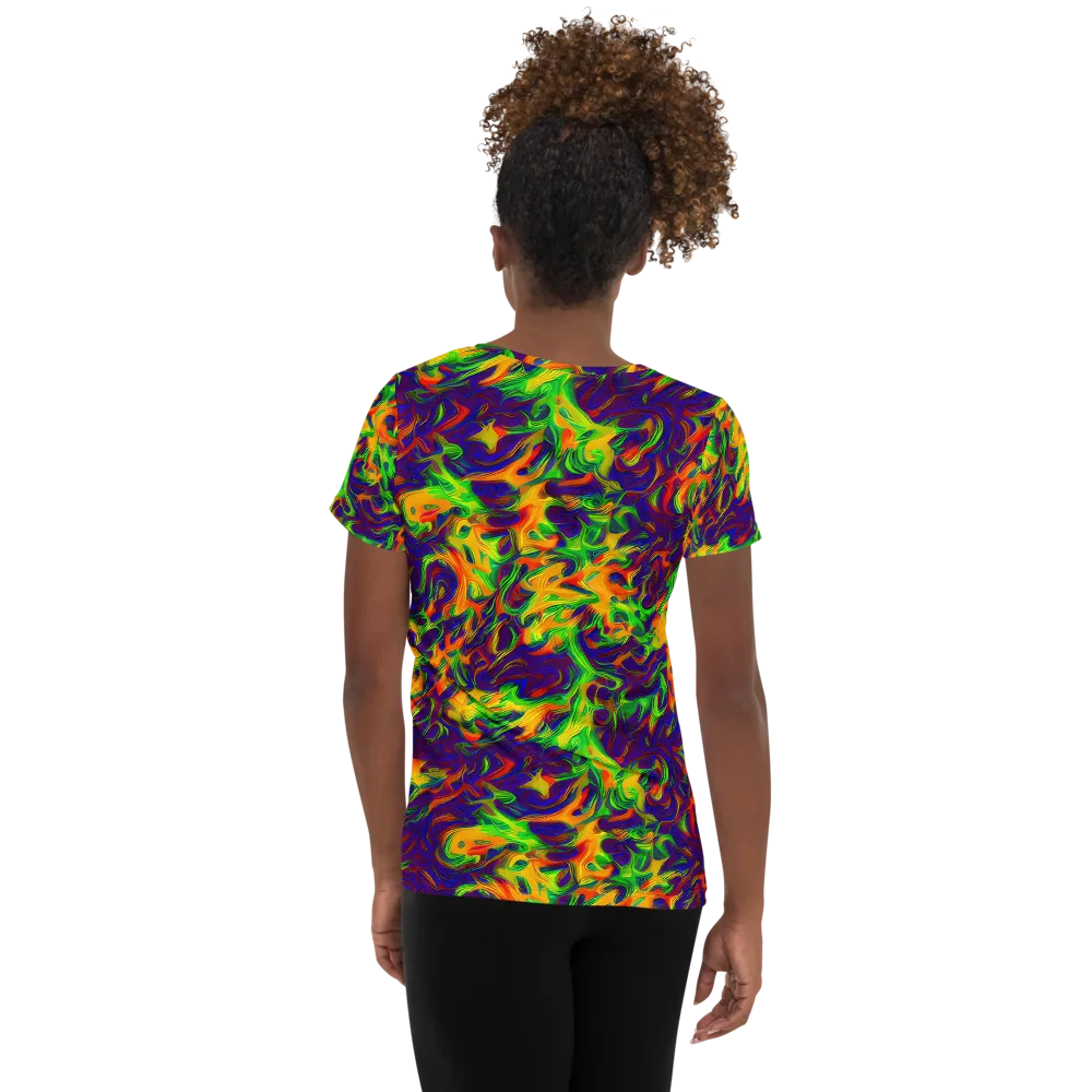 Wildfire Whirlpool on Women's Athletic T-Shirt — Back