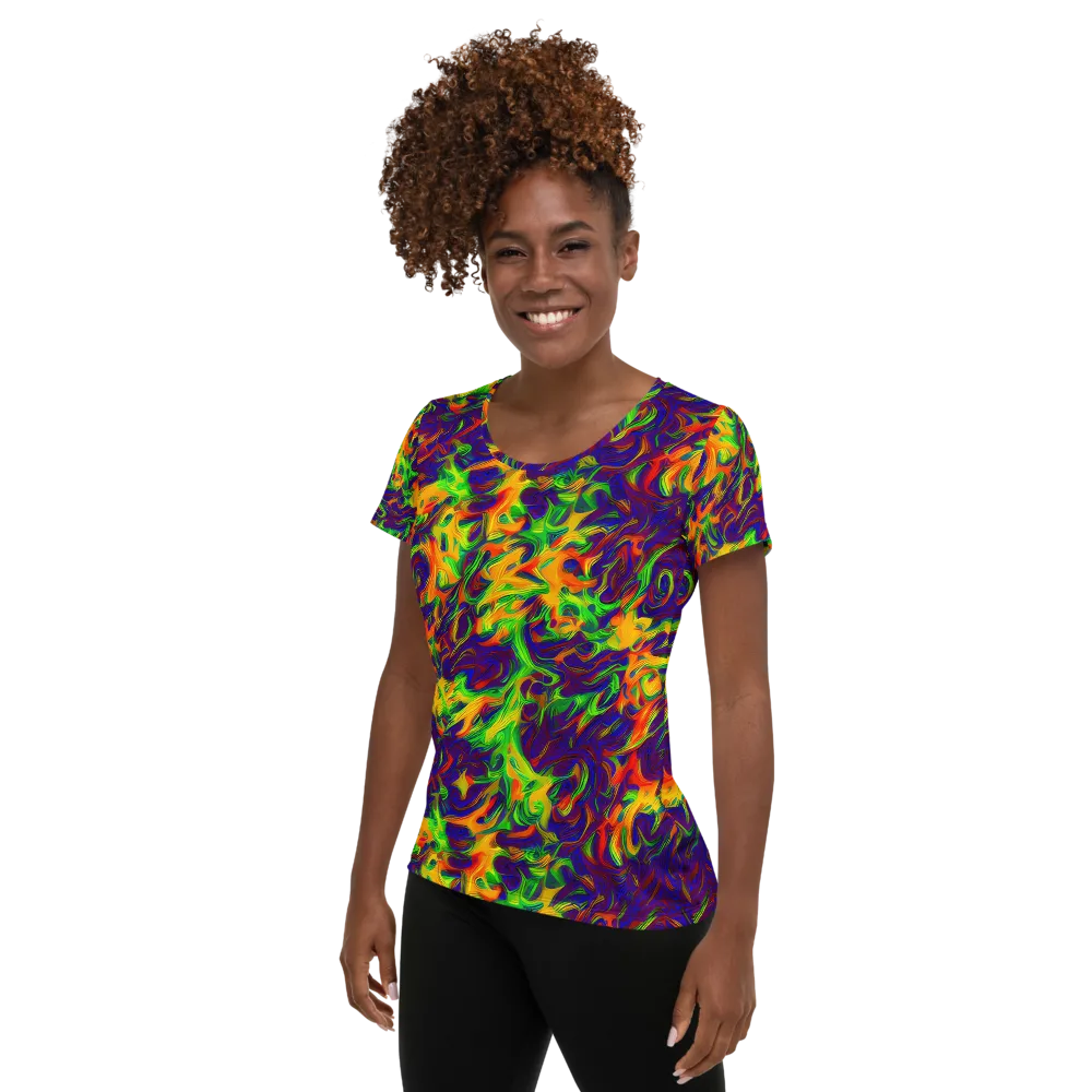 Wildfire Whirlpool on Women's Athletic T-Shirt — Left
