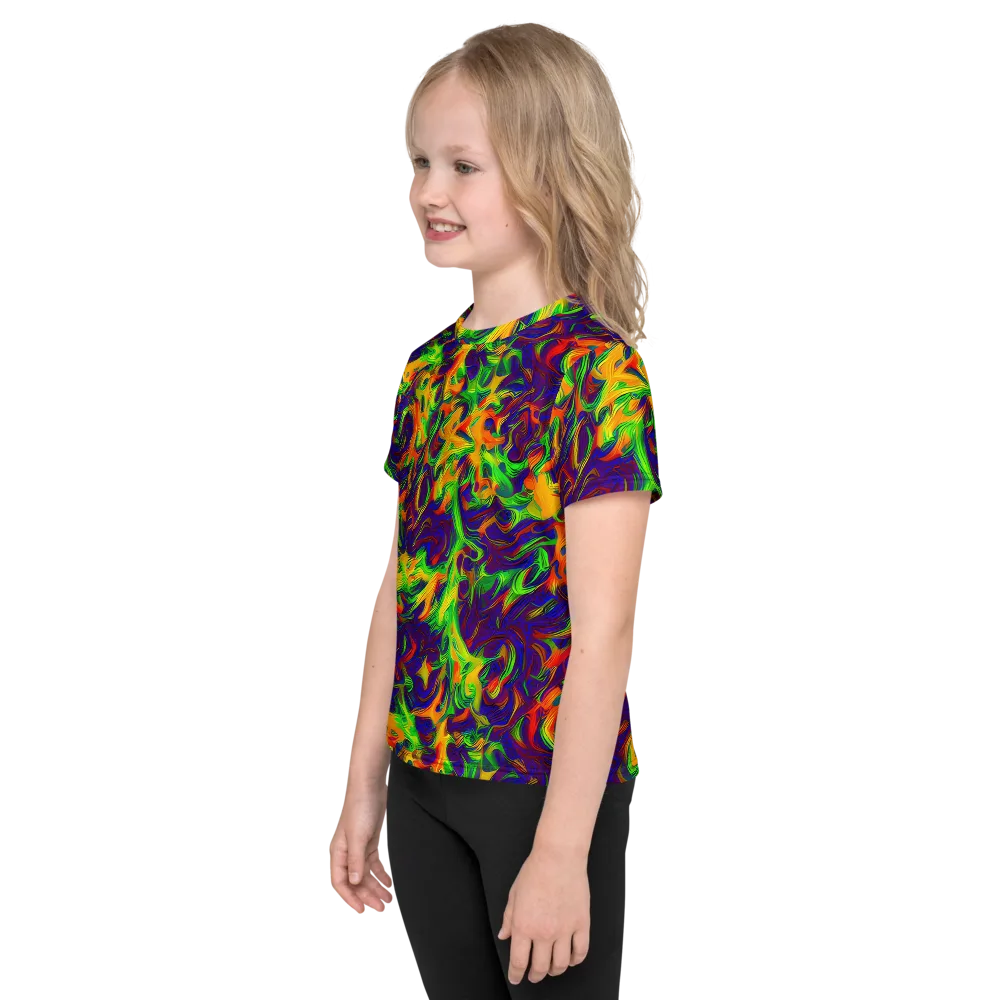 Wildfire Whirlpool on Kids Crew Neck T-Shirt — Left