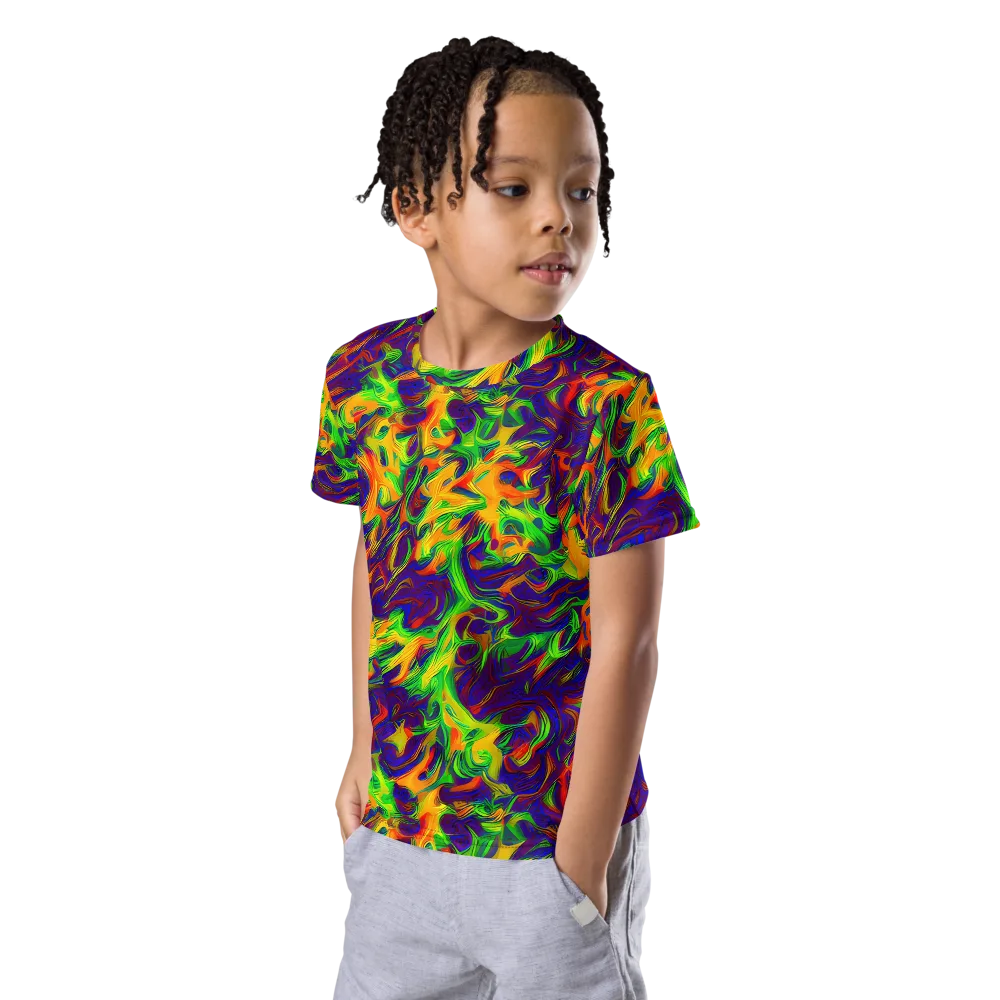 Wildfire Whirlpool on Kids Crew Neck T-Shirt — Left Front