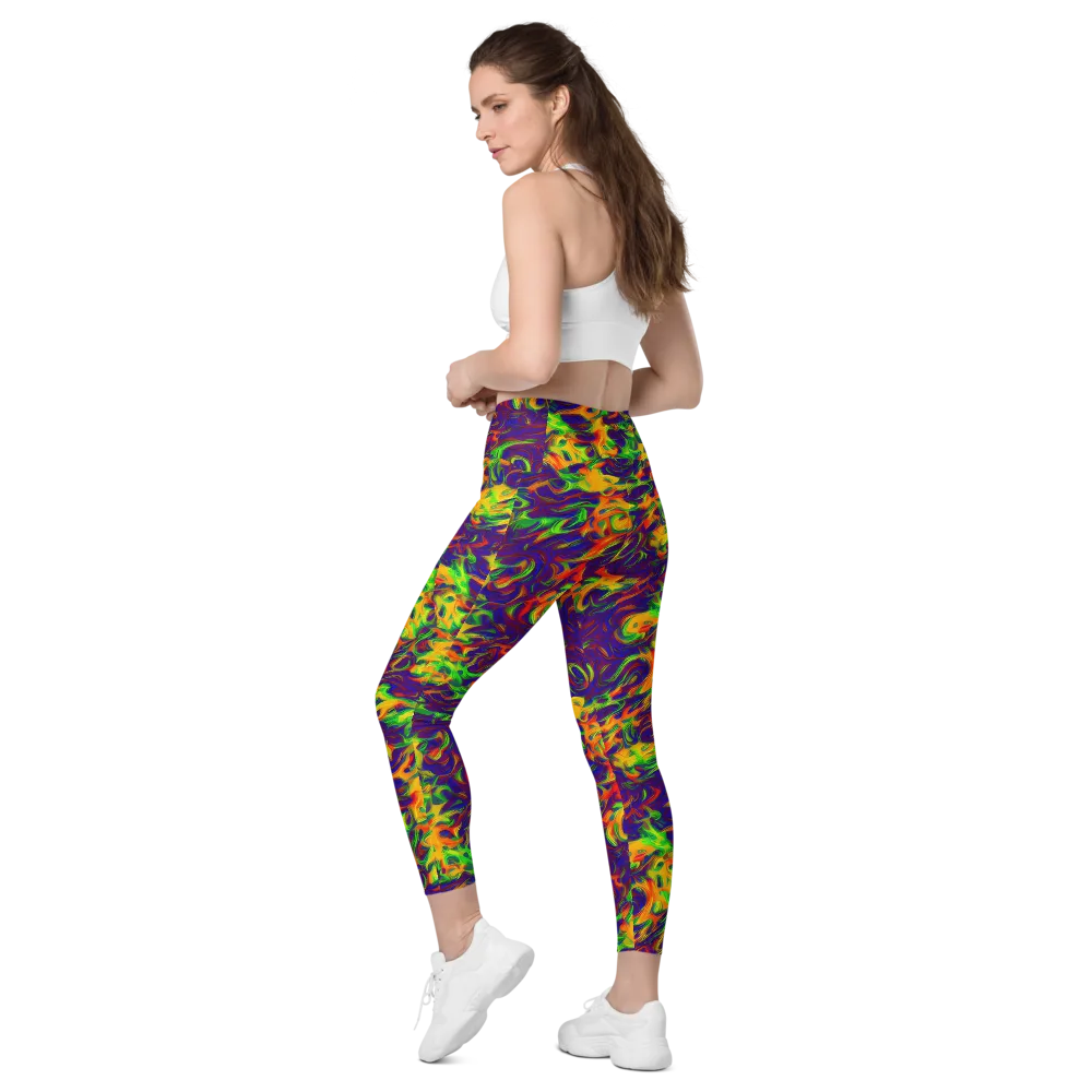 Wildfire Whirlpool on Leggings with Pockets — Left Back