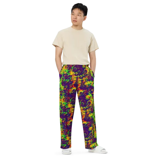 Wildfire Whirlpool on a Wide-Leg Pants
