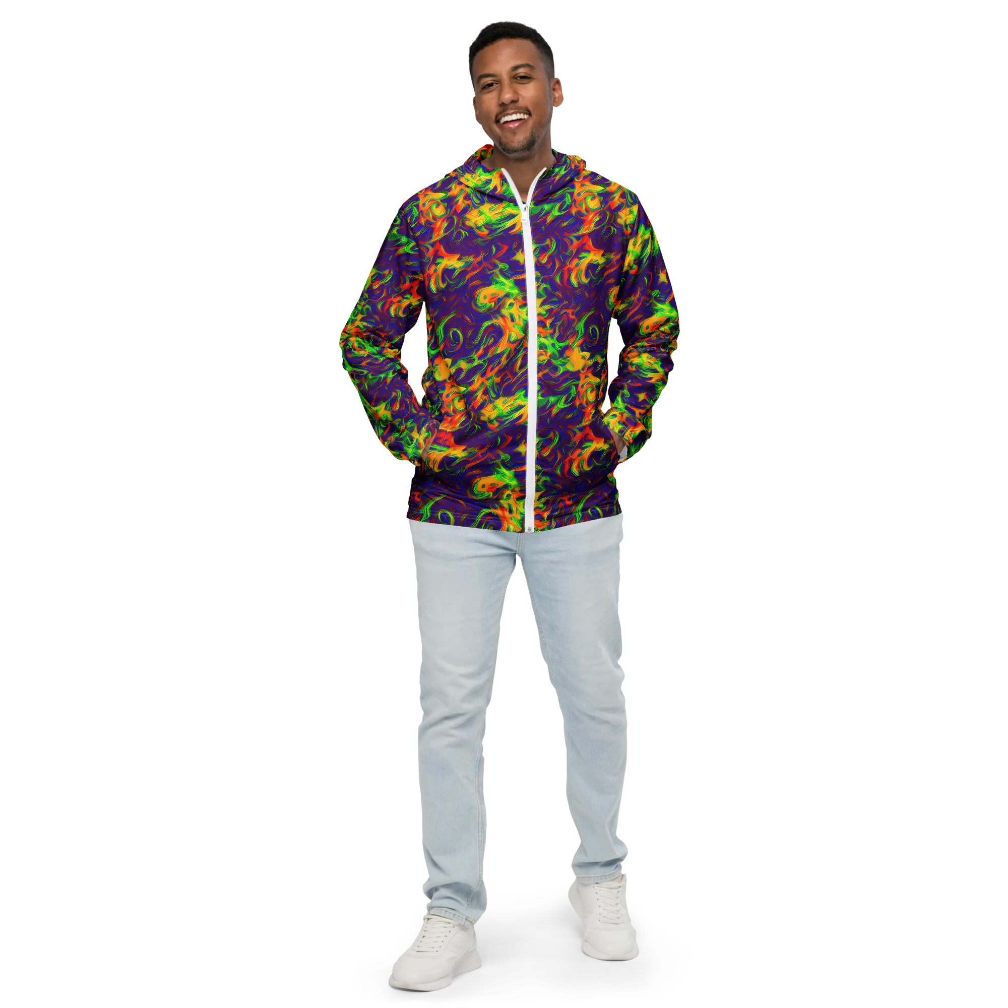 Wildfire Whirlpool on Men's Windbreaker — Front