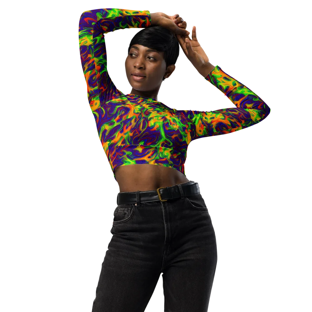 Wildfire Whirlpool on Long Sleeve Crop Top — Front