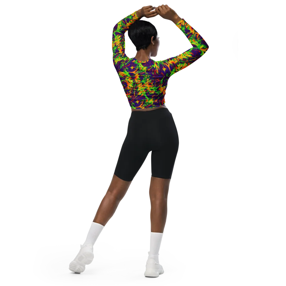Wildfire Whirlpool on Long Sleeve Crop Top — Back