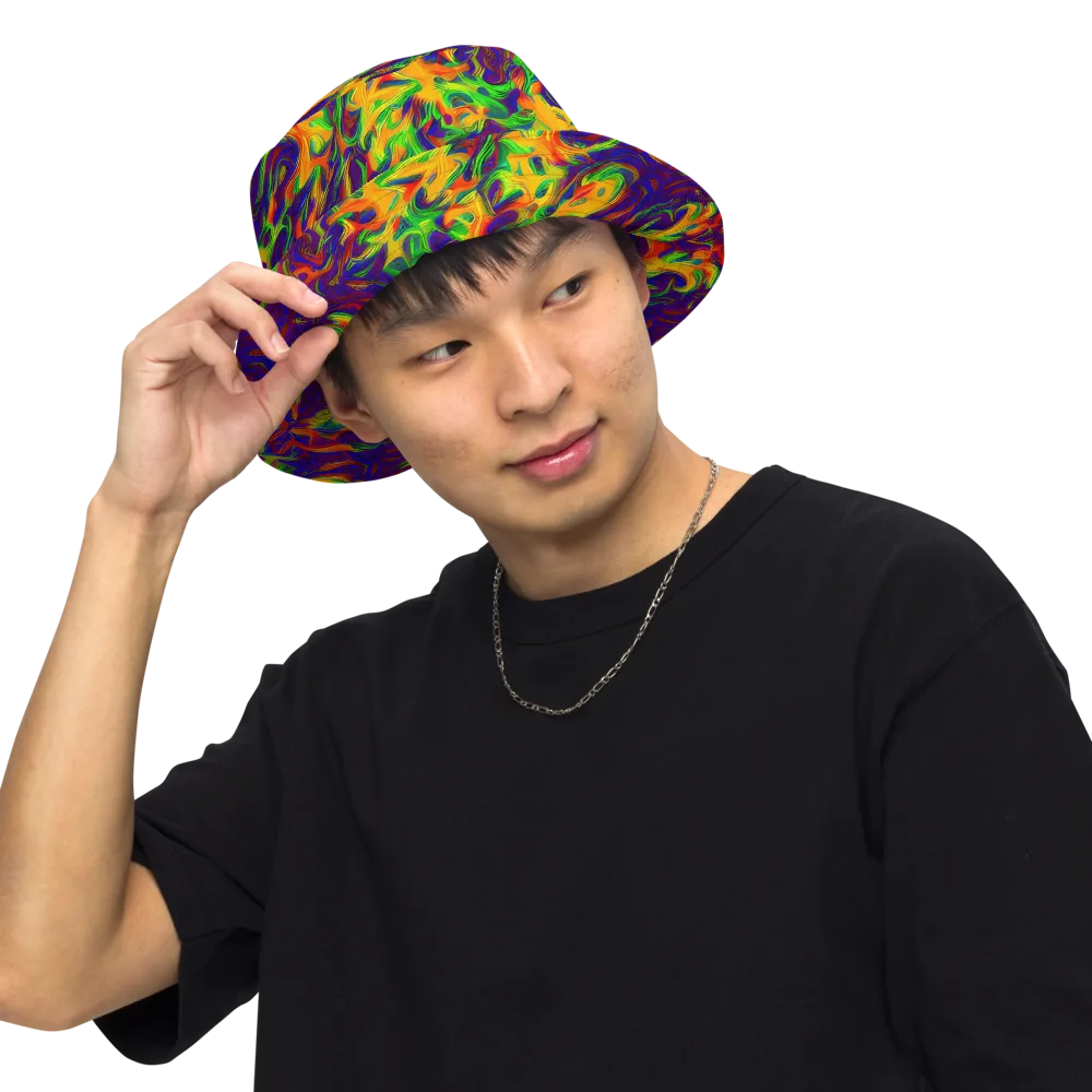 Wildfire Whirlpool on Reversible Bucket Hat — Front Inside