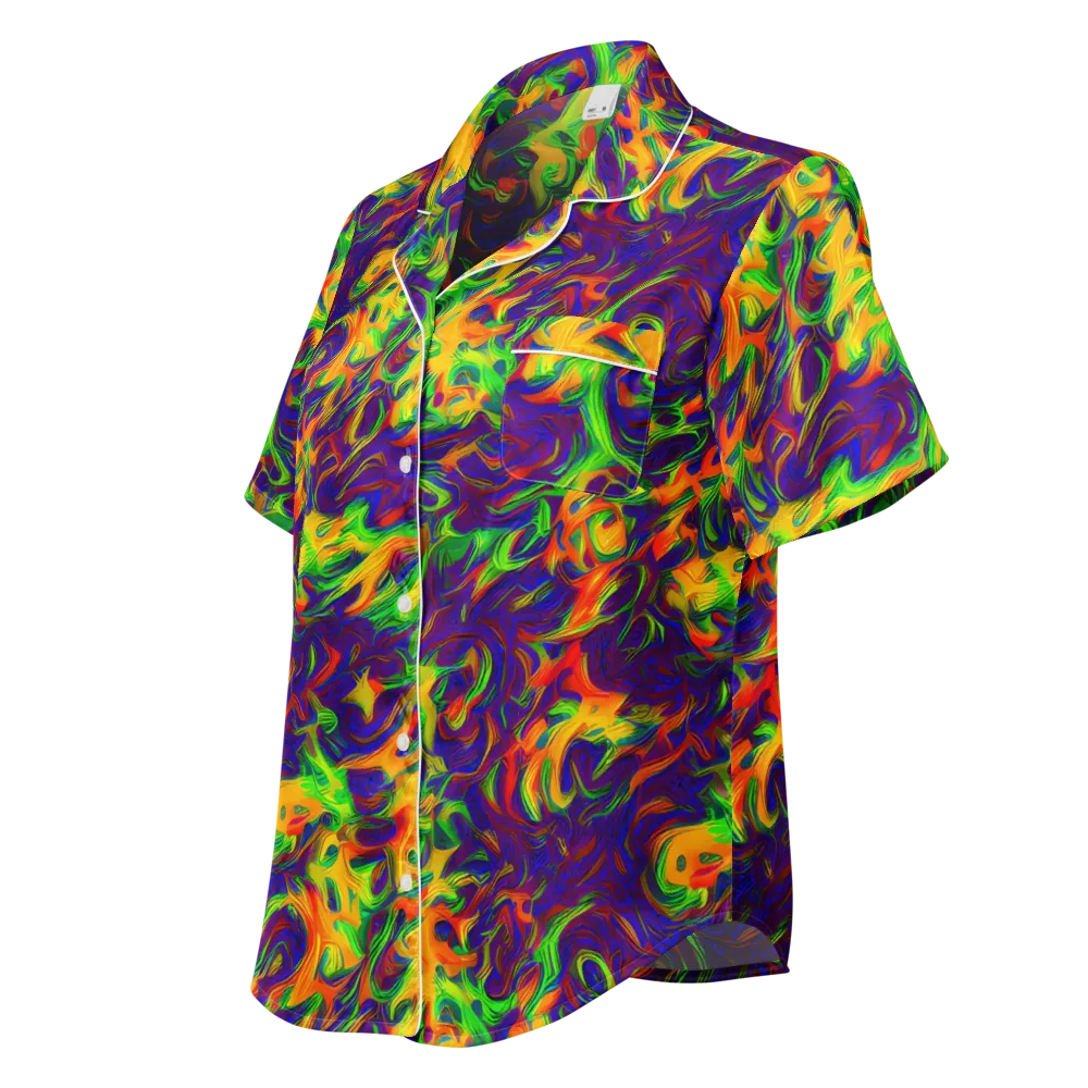 Wildfire Whirlpool on Women's Short Sleeve Pajama Top — Left Front