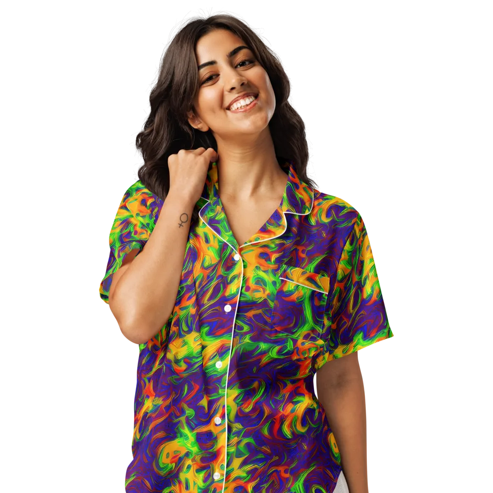 Wildfire Whirlpool on Women's Short Sleeve Pajama Top — Front