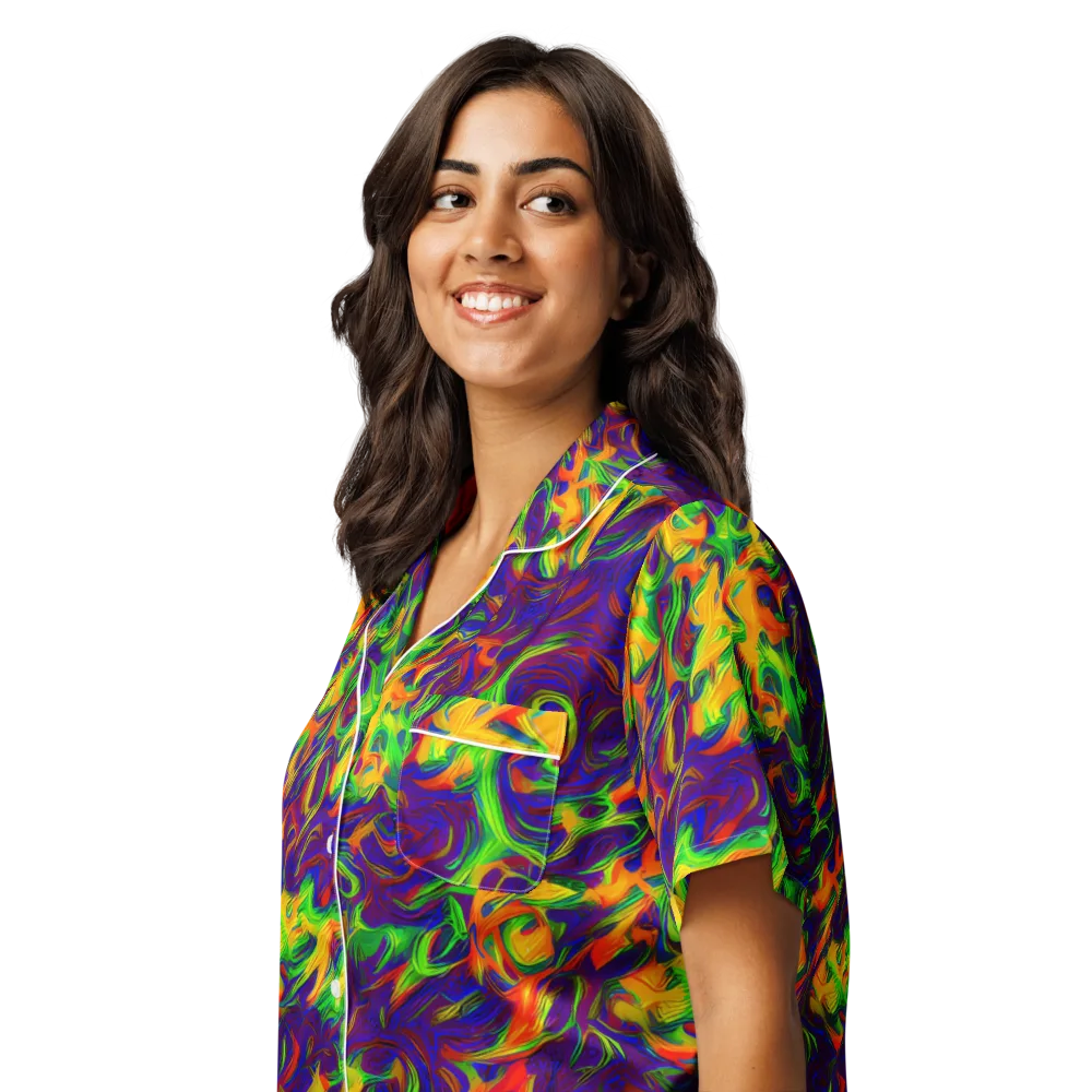 Wildfire Whirlpool on Women's Short Sleeve Pajama Top — Left Front