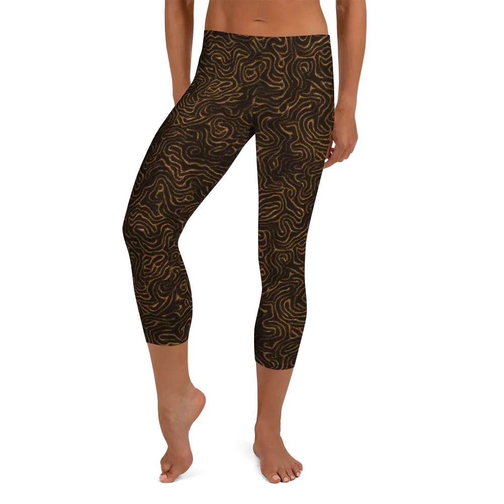 Amber Maze on Capri Leggings — Front