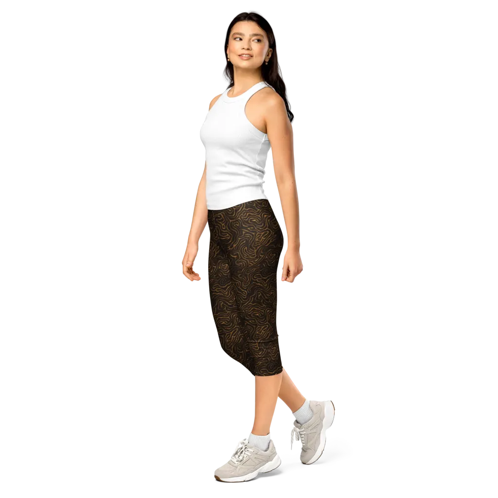 Amber Maze on Capri Leggings — Left Front