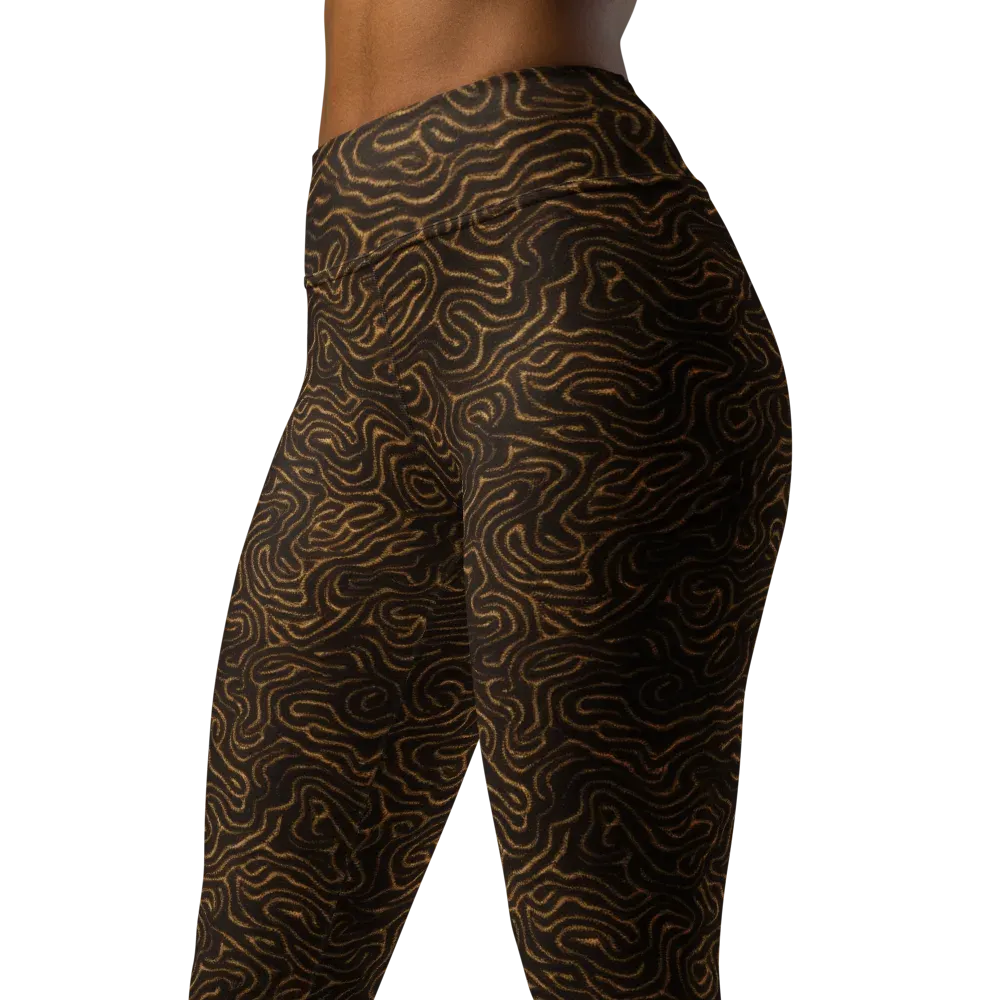 Amber Maze on Yoga Leggings — Left Front