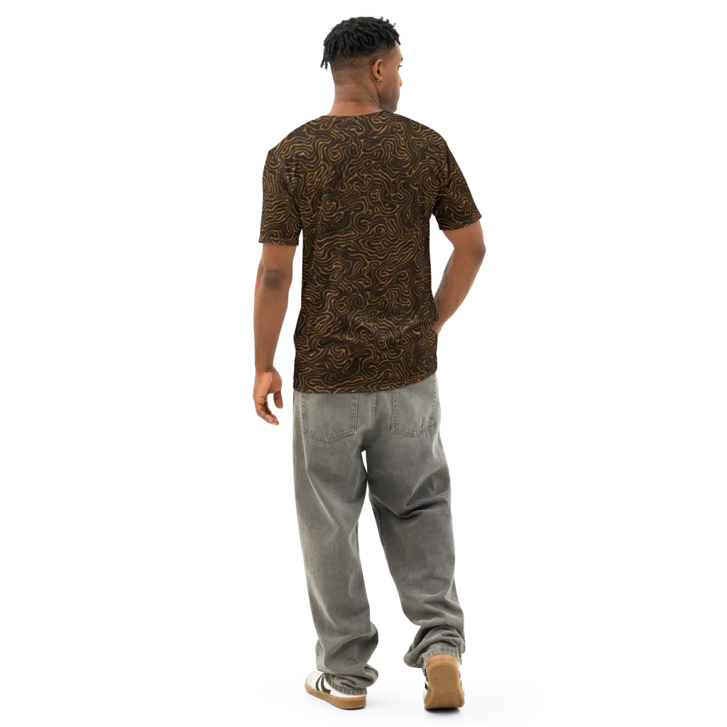 Amber Maze on Men's Cotton Crew Neck T-Shirt — Back