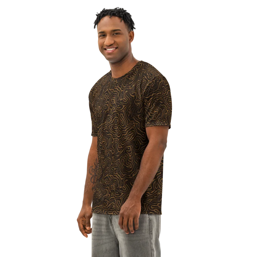 Amber Maze on Men's Cotton Crew Neck T-Shirt — Left Front