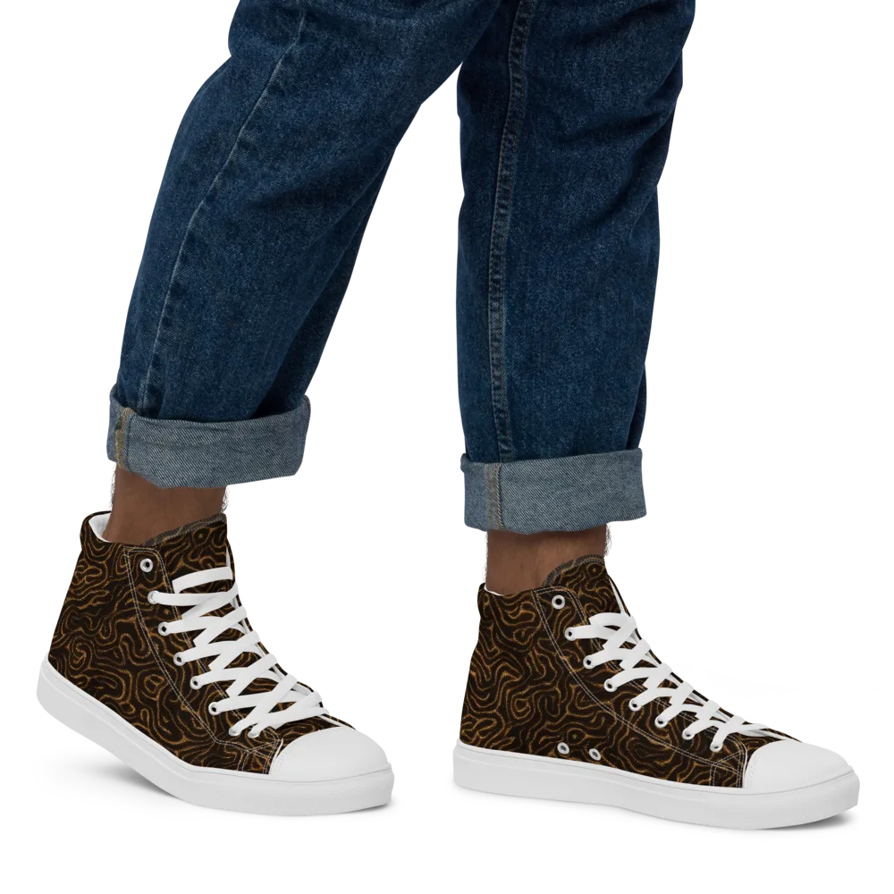 Amber Maze on Men's High Top Canvas Shoes — Right