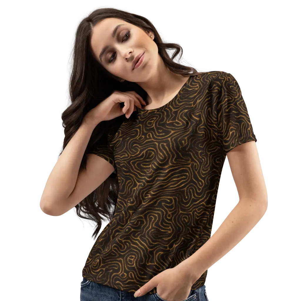 Amber Maze on Women's Crew Neck T-Shirt — Left Front