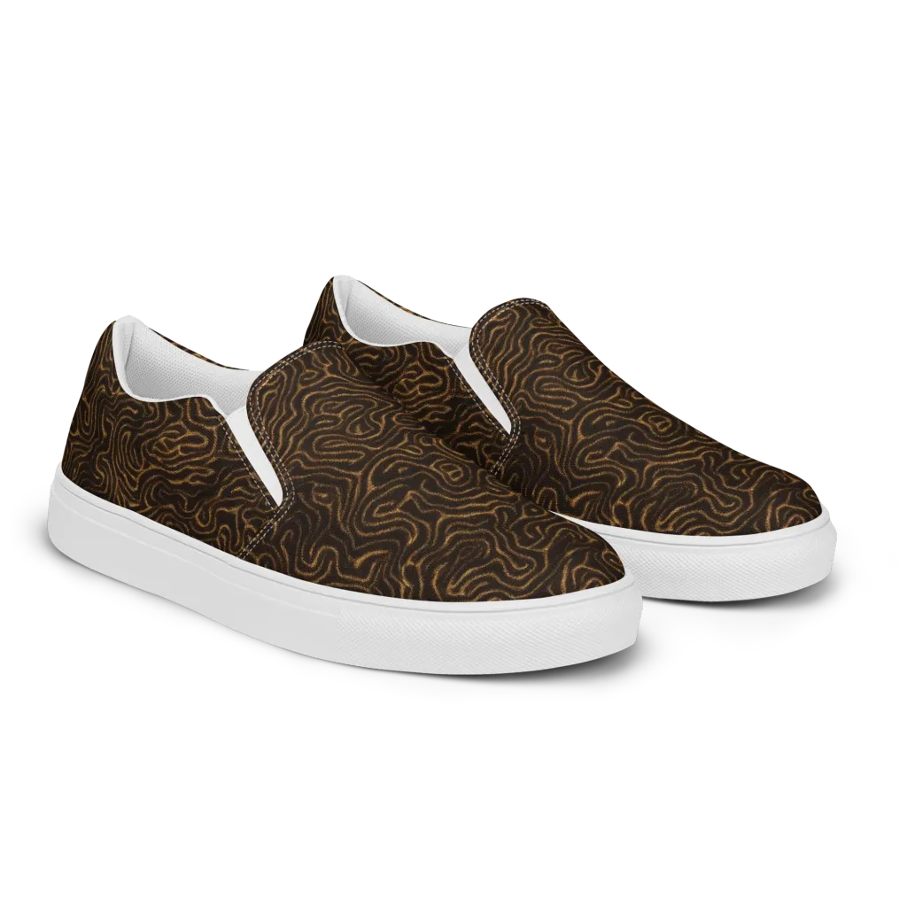 Amber Maze on Men's Slip-On Canvas Shoes — Right Front