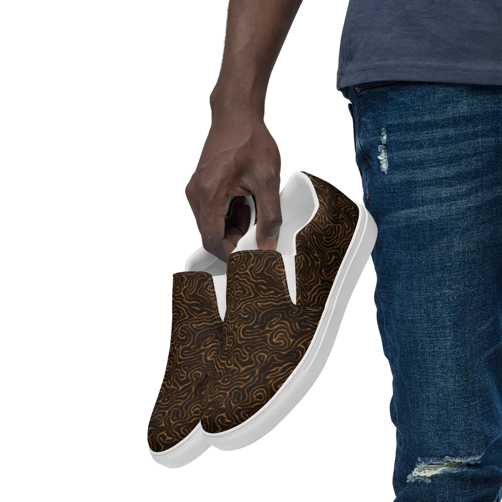 Amber Maze on Men's Slip-On Canvas Shoes — Left Front
