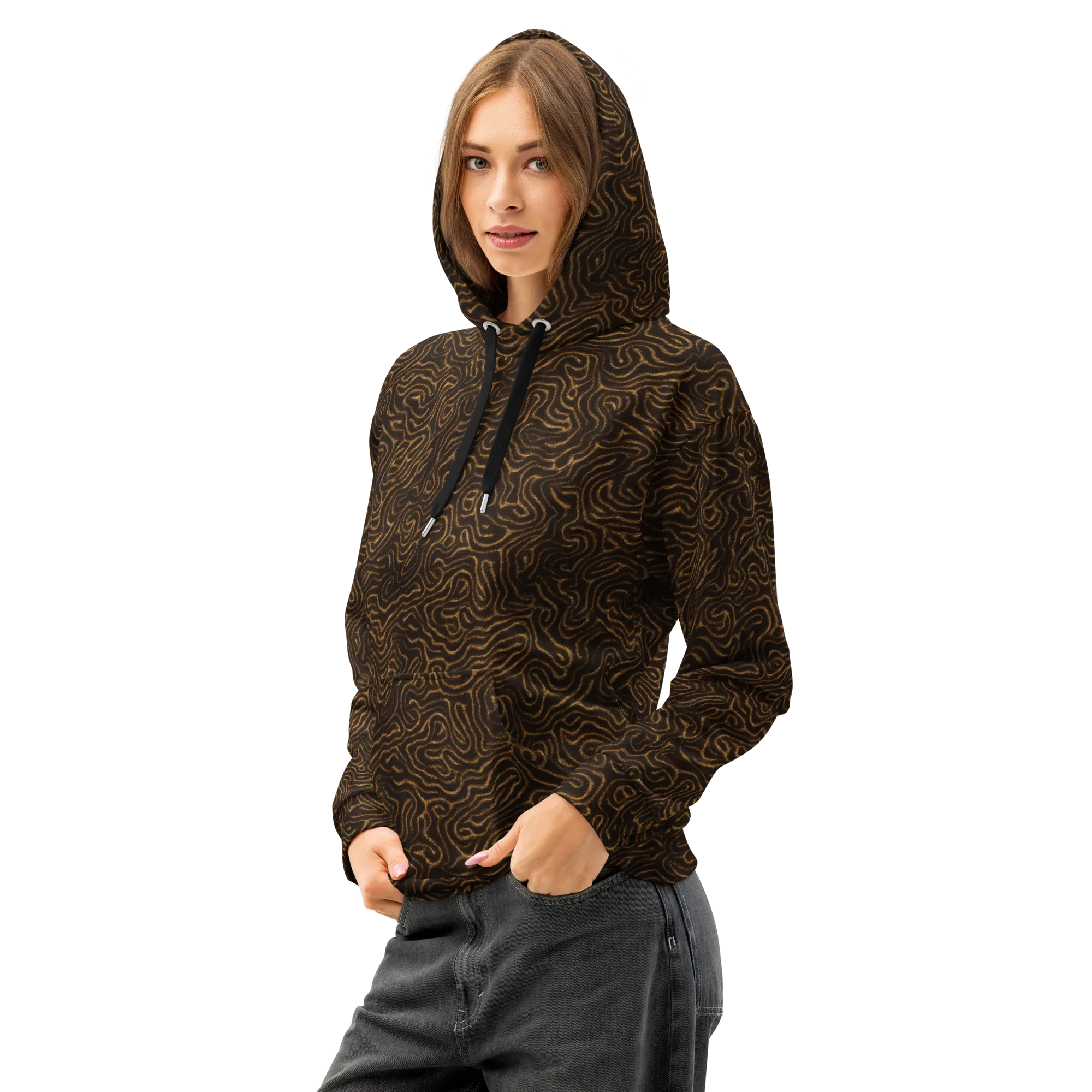 Amber Maze on Cotton Hoodie — Left Front