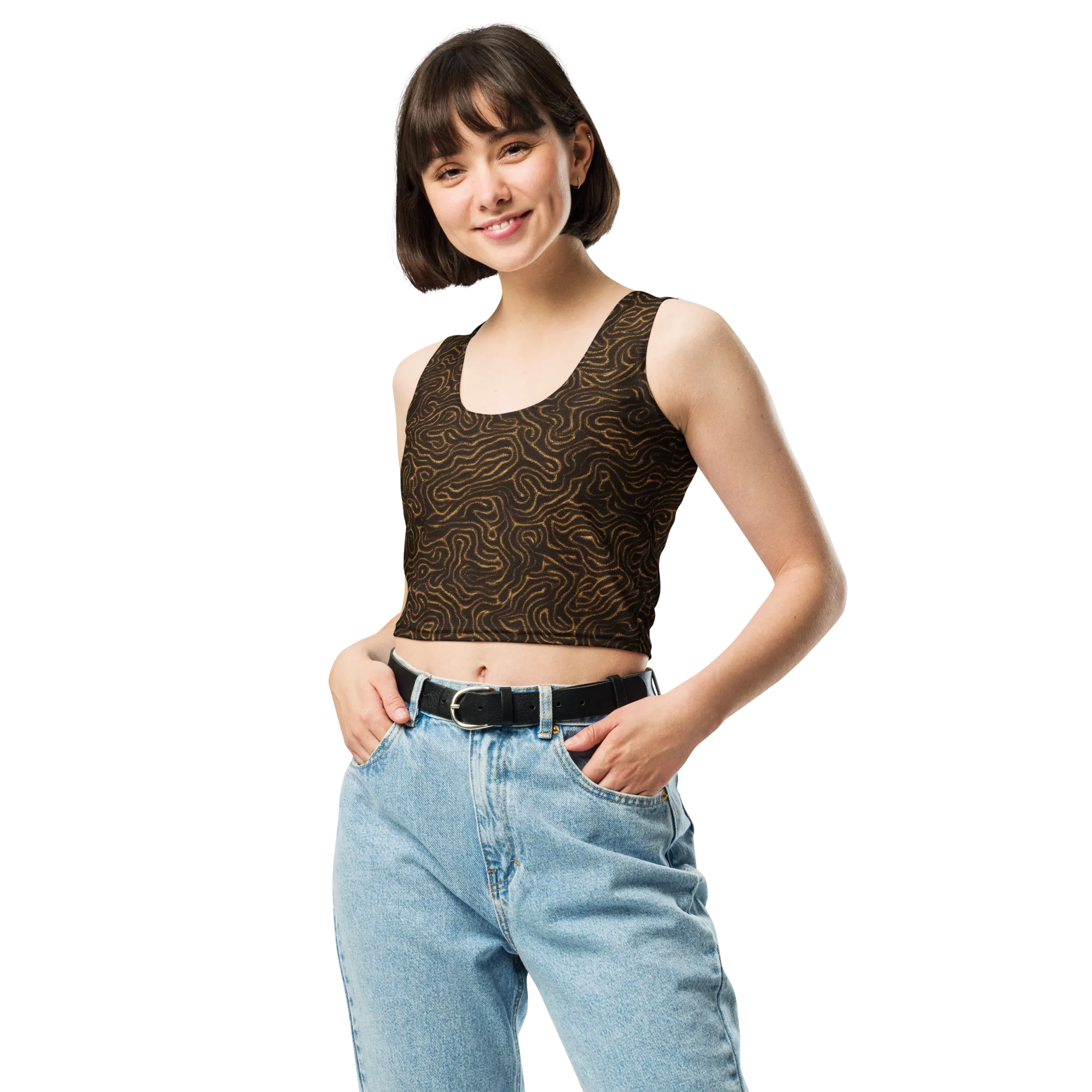 Amber Maze on Crop Top — Front