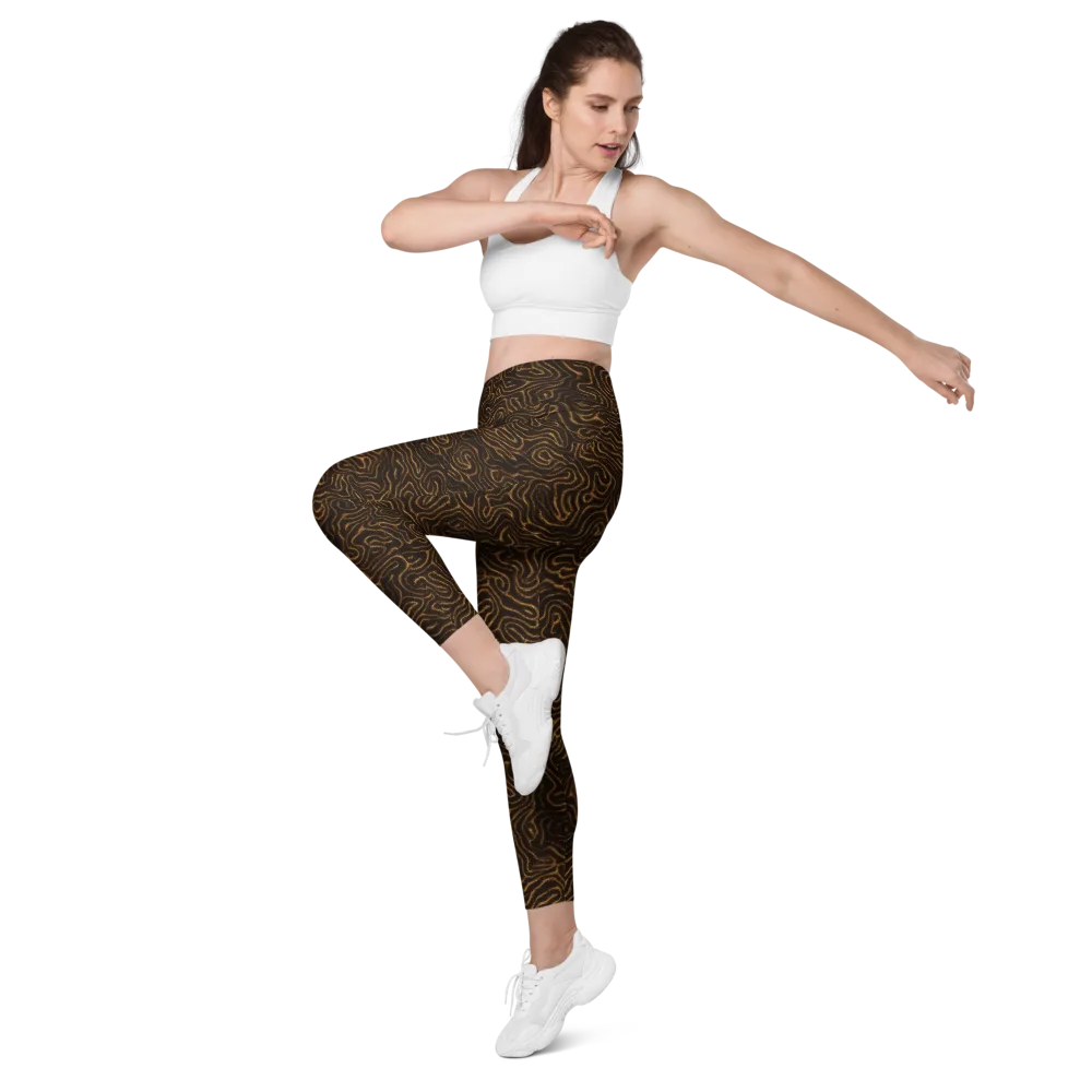 Amber Maze on Leggings with Pockets — Left Front